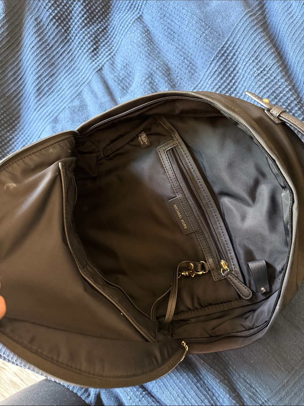 Michael Kors Black Nylon Backpack with Gold-Tone Accents - Picture 10 of 11